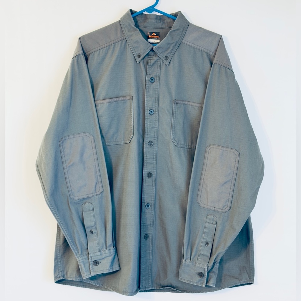 Ridgecut Tough Wear Gray Long Sleeve Button-Up Casual Shirt‎ Workwear